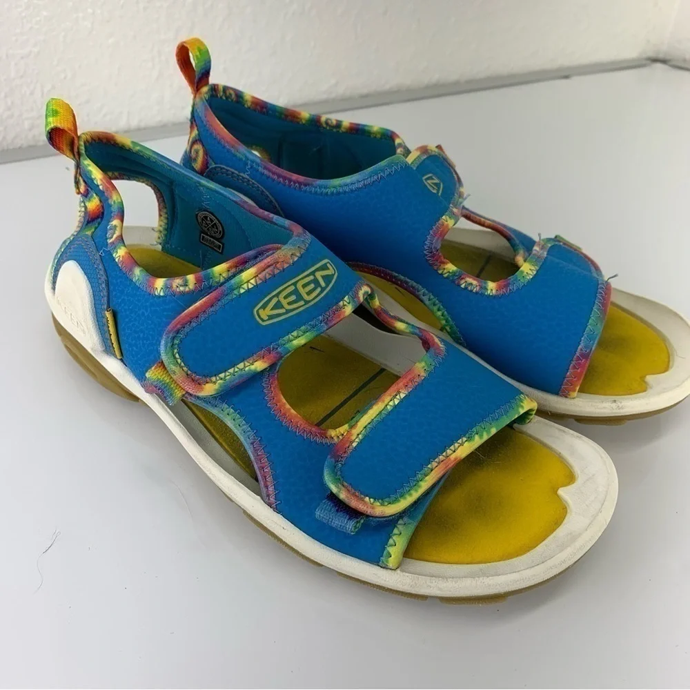 Keen big Kids summer water sandals tied dye blue 4 Knotch Creek Open Toe